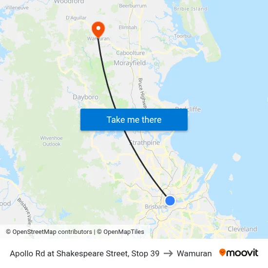 Apollo Rd at Shakespeare Street, Stop 39 to Wamuran map