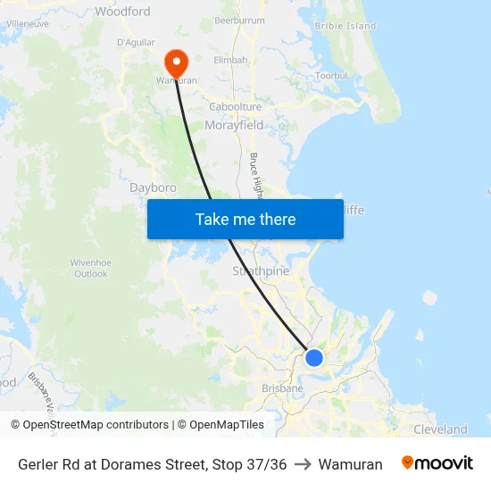 Gerler Rd at Dorames Street, Stop 37/36 to Wamuran map