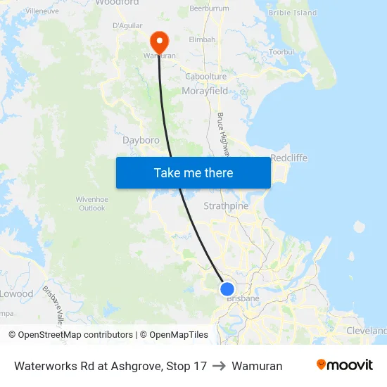 Waterworks Rd at Ashgrove, Stop 17 to Wamuran map