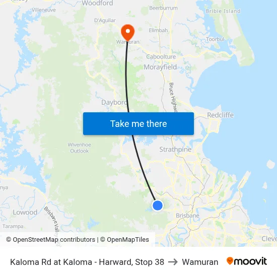 Kaloma Rd at Kaloma - Harward, Stop 38 to Wamuran map