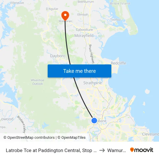 Latrobe Tce at Paddington Central, Stop 10 to Wamuran map