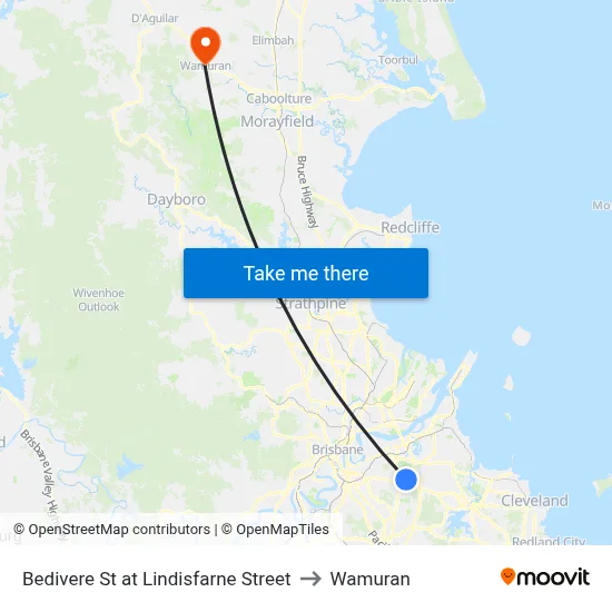 Bedivere St at Lindisfarne Street to Wamuran map