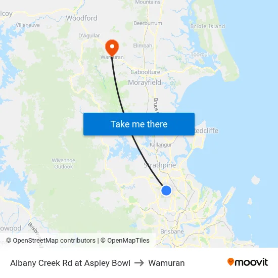 Albany Creek Rd at Aspley Bowl to Wamuran map