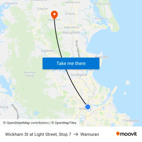 Wickham St at Light Street, Stop 7 to Wamuran map