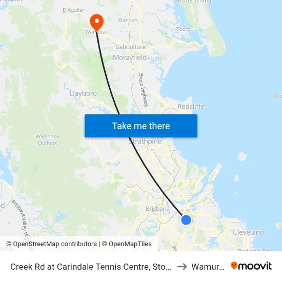 Creek Rd at Carindale Tennis Centre, Stop 46 to Wamuran map