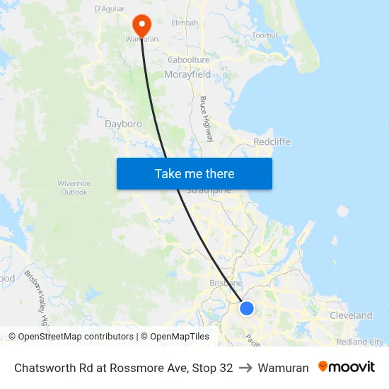 Chatsworth Rd at Rossmore Ave, Stop 32 to Wamuran map