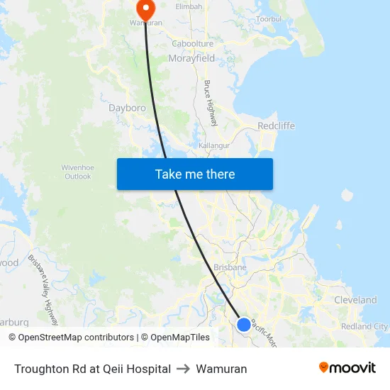 Troughton Rd at Qeii Hospital to Wamuran map