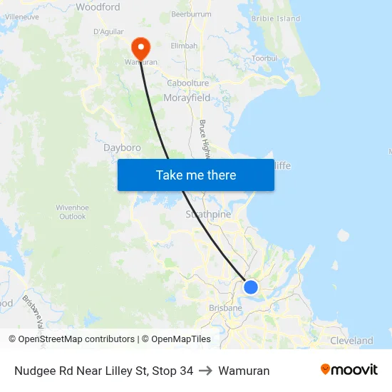 Nudgee Rd Near Lilley St, Stop 34 to Wamuran map