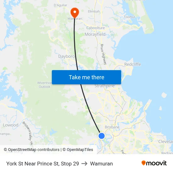 York St Near Prince St, Stop 29 to Wamuran map