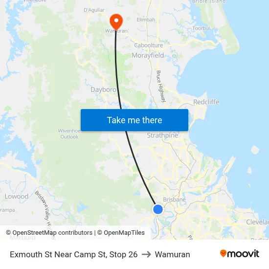 Exmouth St Near Camp St, Stop 26 to Wamuran map