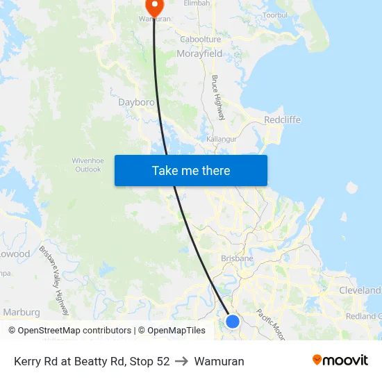 Kerry Rd at Beatty Rd, Stop 52 to Wamuran map