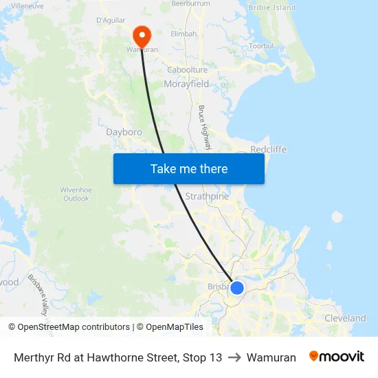 Merthyr Rd at Hawthorne Street, Stop 13 to Wamuran map