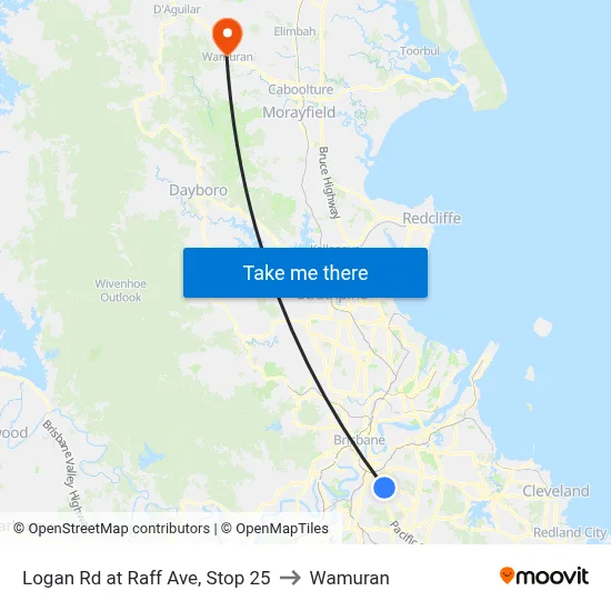 Logan Rd at Raff Ave, Stop 25 to Wamuran map