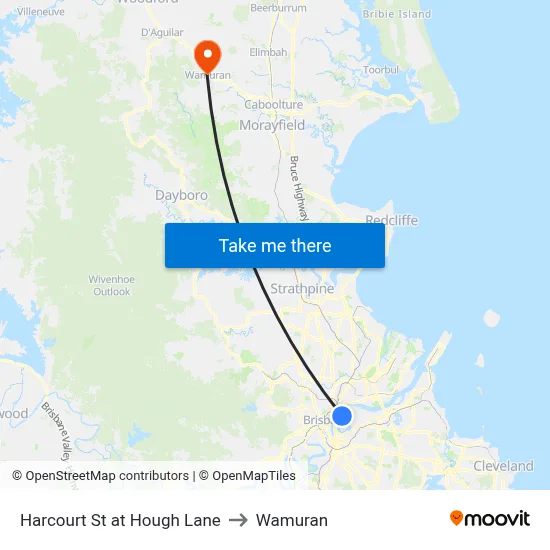 Harcourt St at Hough Lane to Wamuran map