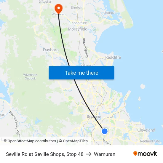Seville Rd at Seville Shops, Stop 48 to Wamuran map