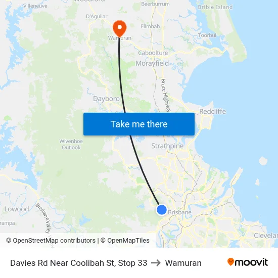 Davies Rd Near Coolibah St, Stop 33 to Wamuran map