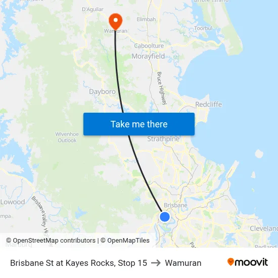 Brisbane St at Kayes Rocks, Stop 15 to Wamuran map