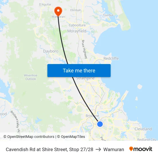 Cavendish Rd at Shire Street, Stop 27/28 to Wamuran map