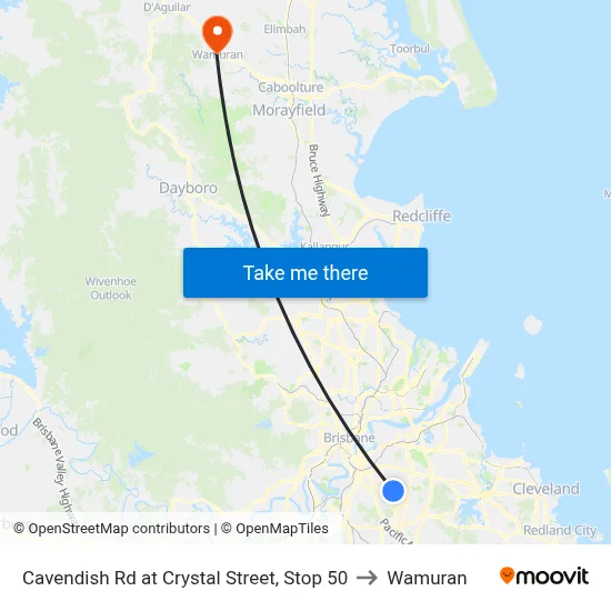 Cavendish Rd at Crystal Street, Stop 50 to Wamuran map