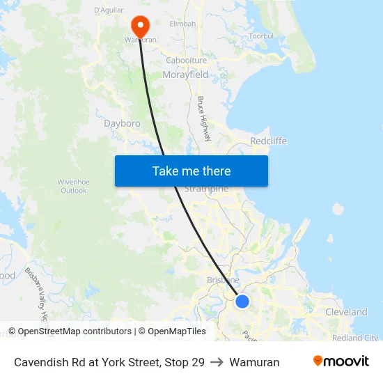 Cavendish Rd at York Street, Stop 29 to Wamuran map