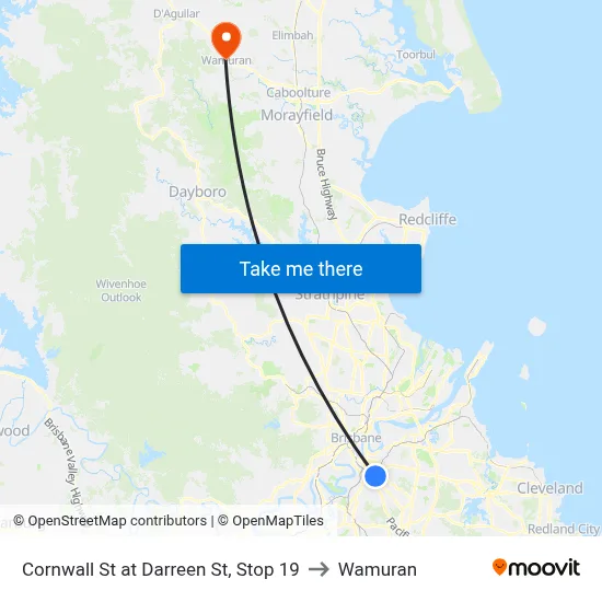 Cornwall St at Darreen St, Stop 19 to Wamuran map