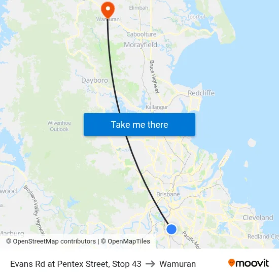 Evans Rd at Pentex Street, Stop 43 to Wamuran map