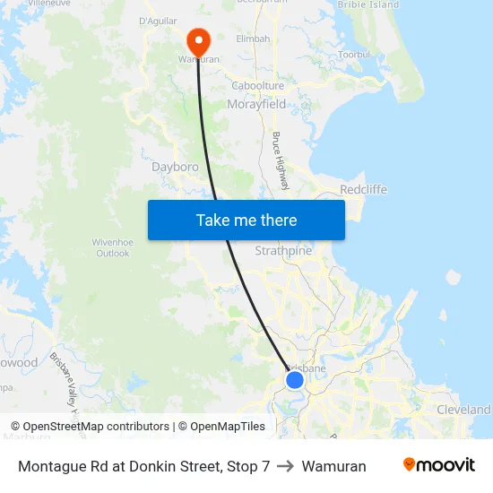 Montague Rd at Donkin Street, Stop 7 to Wamuran map