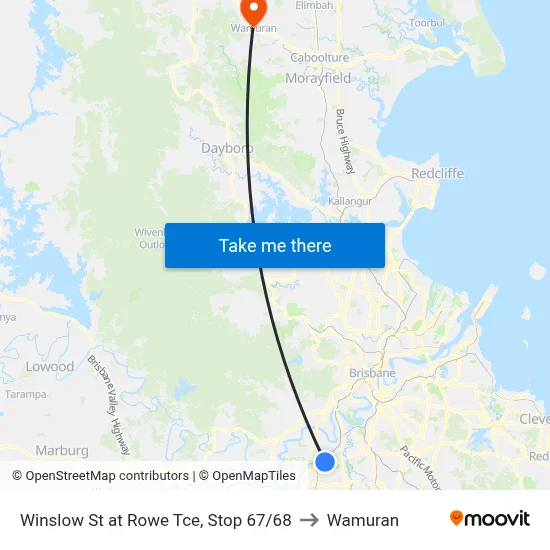 Winslow St at Rowe Tce, Stop 67/68 to Wamuran map