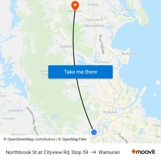 Northbrook St at Cityview Rd, Stop 59 to Wamuran map