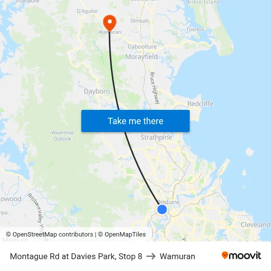 Montague Rd at Davies Park, Stop 8 to Wamuran map