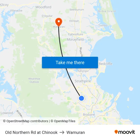 Old Northern Rd at Chinook to Wamuran map