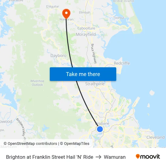 Brighton at Franklin Street Hail 'N' Ride to Wamuran map