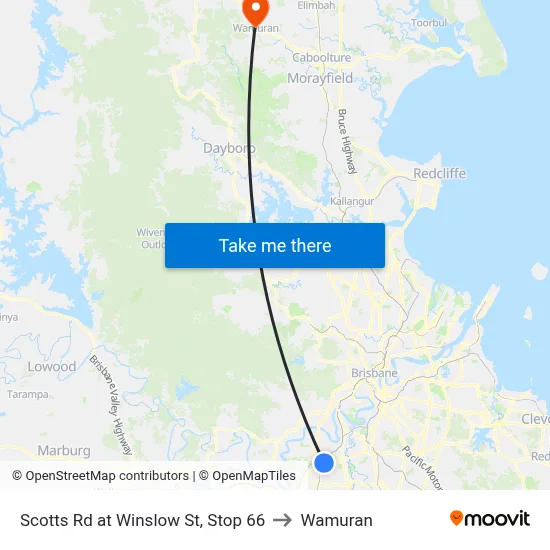 Scotts Rd at Winslow St, Stop 66 to Wamuran map