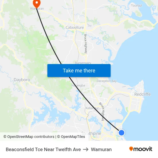 Beaconsfield Tce Near Twelfth Ave to Wamuran map