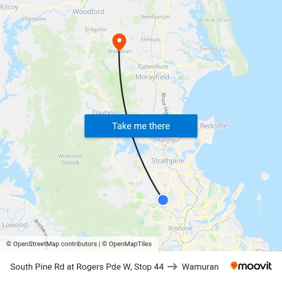 South Pine Rd at Rogers Pde W, Stop 44 to Wamuran map