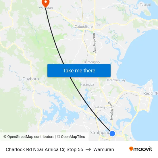 Charlock Rd Near Arnica Cr, Stop 55 to Wamuran map