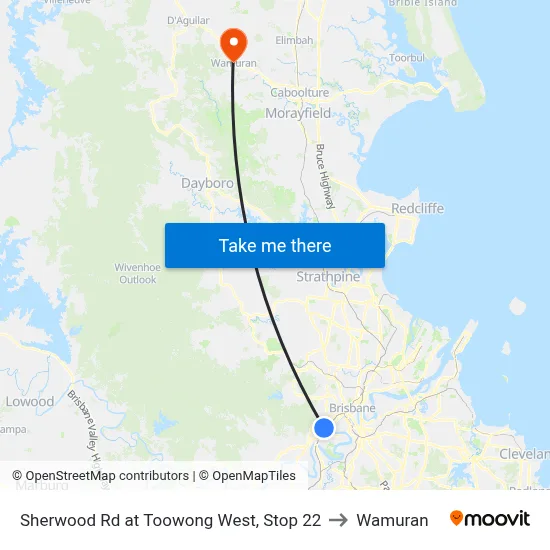 Sherwood Rd at Toowong West, Stop 22 to Wamuran map