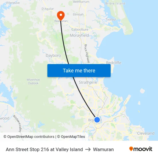 Ann Street Stop 216 at Valley Island to Wamuran map