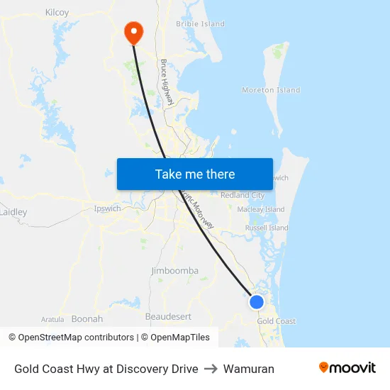 Gold Coast Hwy at Discovery Drive to Wamuran map