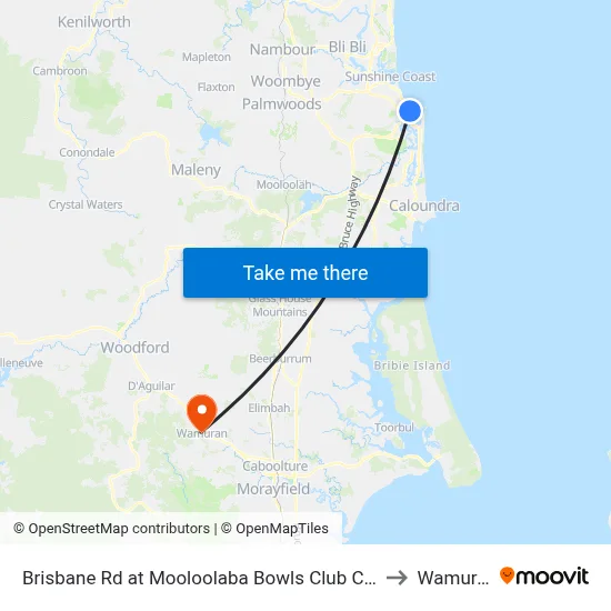 Brisbane Rd at Mooloolaba Bowls Club Closed to Wamuran map