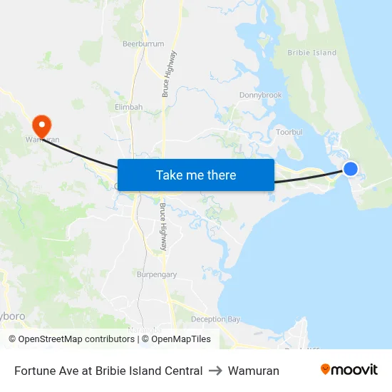 Fortune Ave at Bribie Island Central to Wamuran map
