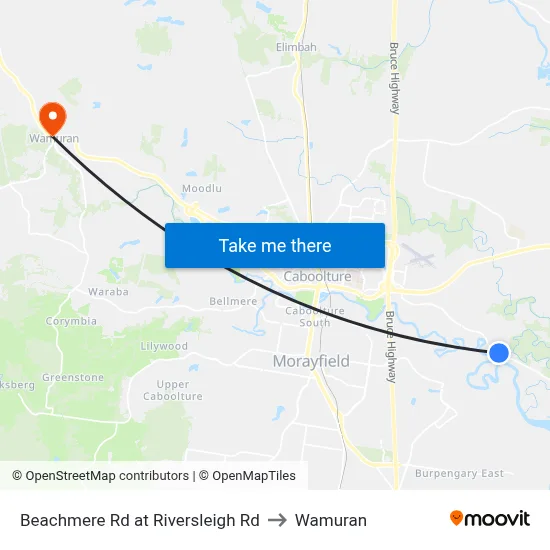 Beachmere Rd at Riversleigh Rd to Wamuran map