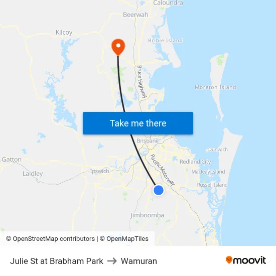 Julie St at Brabham Park to Wamuran map