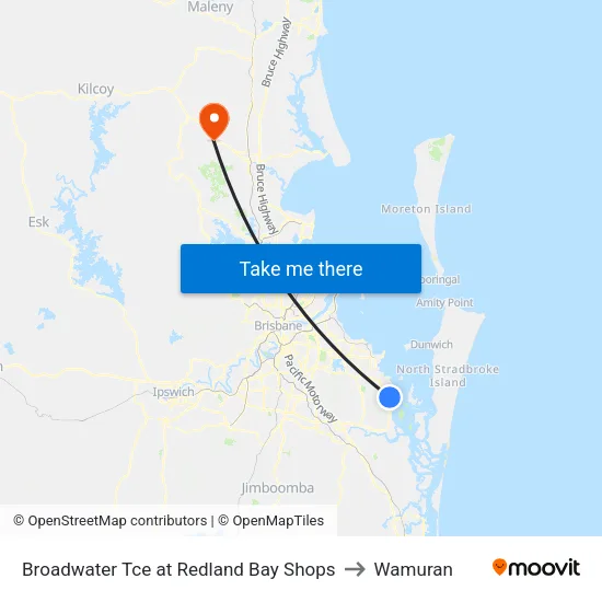 Broadwater Tce at Redland Bay Shops to Wamuran map