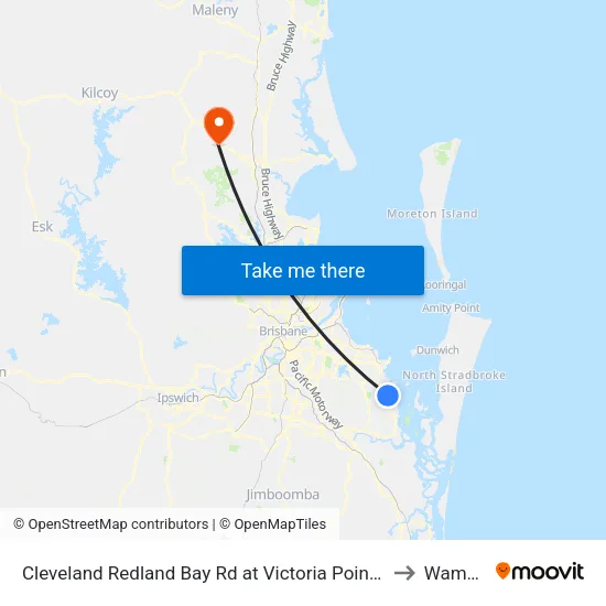 Cleveland Redland Bay Rd at Victoria Point High School to Wamuran map