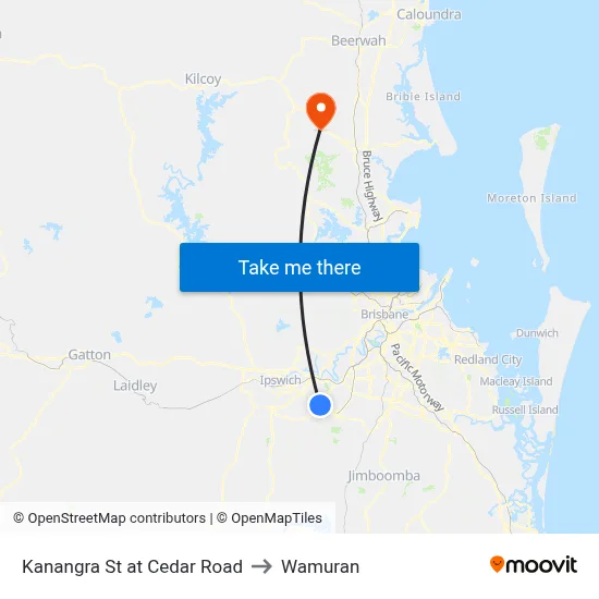 Kanangra St at Cedar Road to Wamuran map