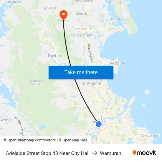 Adelaide Street Stop 43 Near City Hall to Wamuran map