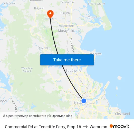 Commercial Rd at Teneriffe Ferry, Stop 16 to Wamuran map