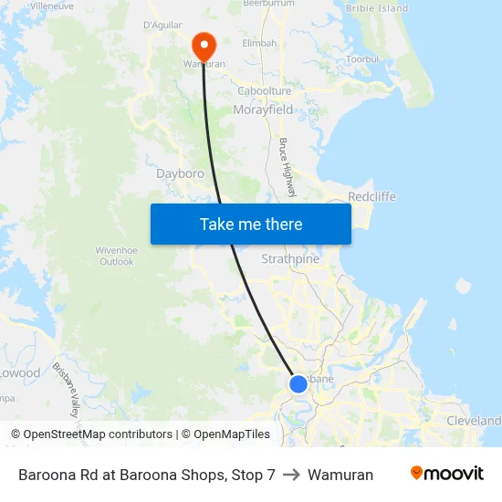 Baroona Rd at Baroona Shops, Stop 7 to Wamuran map