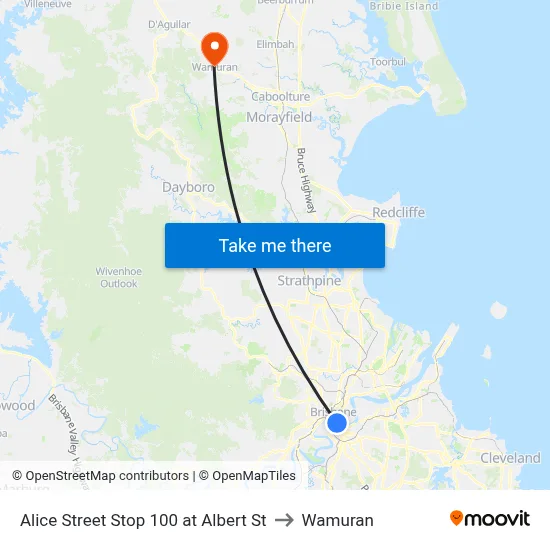 Alice Street Stop 100 at Albert St to Wamuran map